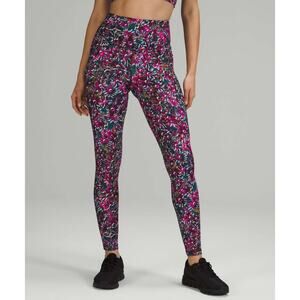 Lululemon Base Pace High-Rise Fleece Tight 28" Sz 2 Floral Electric Multi W5DYRS